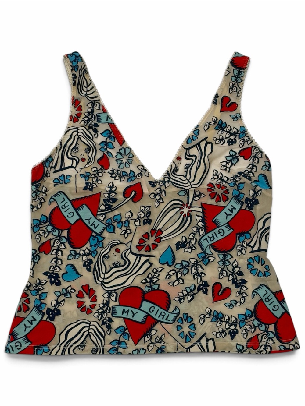Vintage Victoria’s Secret My Girl Tattoo Mesh Cami M Y2K 2004